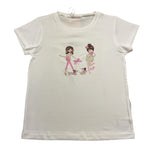 Liu Jo T-Shirt Girocollo Tinta Unita con Brillantini per Bambina KA5020 BIANCO LIU JO 