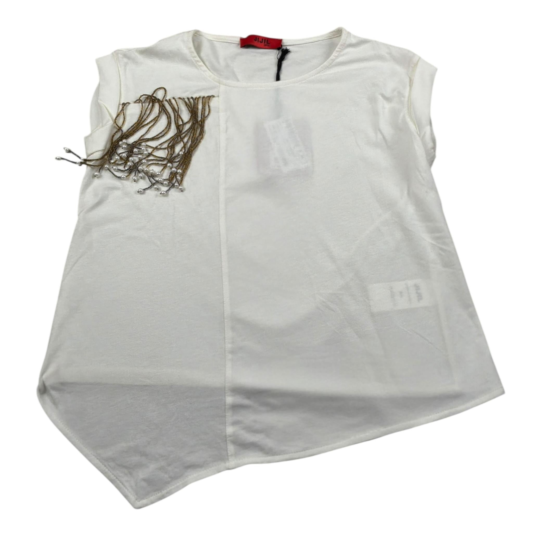 Jijil T-Shirt Girocollo tinta unita con Applicazioni Bianco per Bambina JJE23TS038 BIANCO JIJIL 