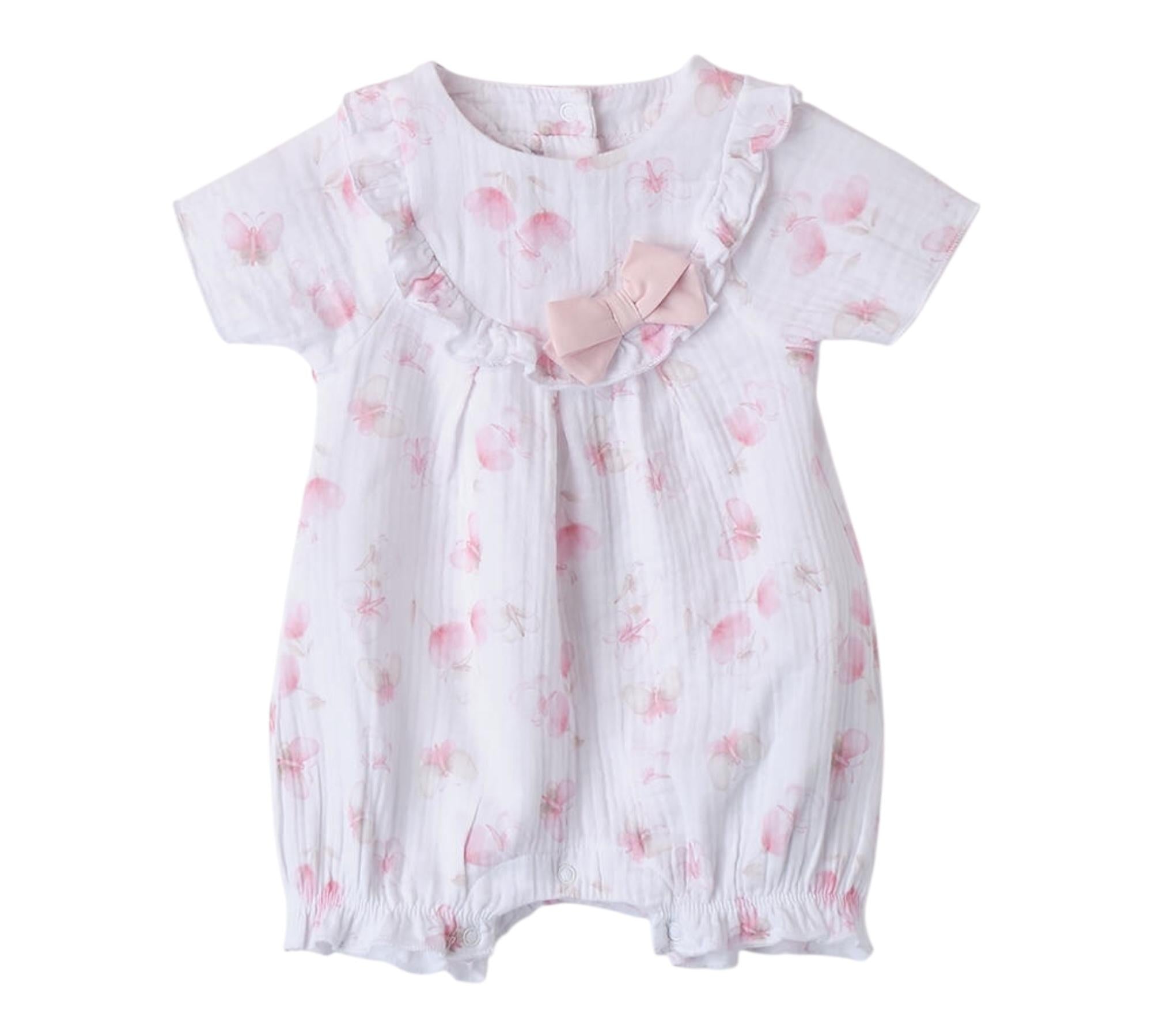 Minibanda Pagliaccetto Mezza Manica Tinta Unita con Stampe per Neonata 3B781 BIANCO MINIBANDA 