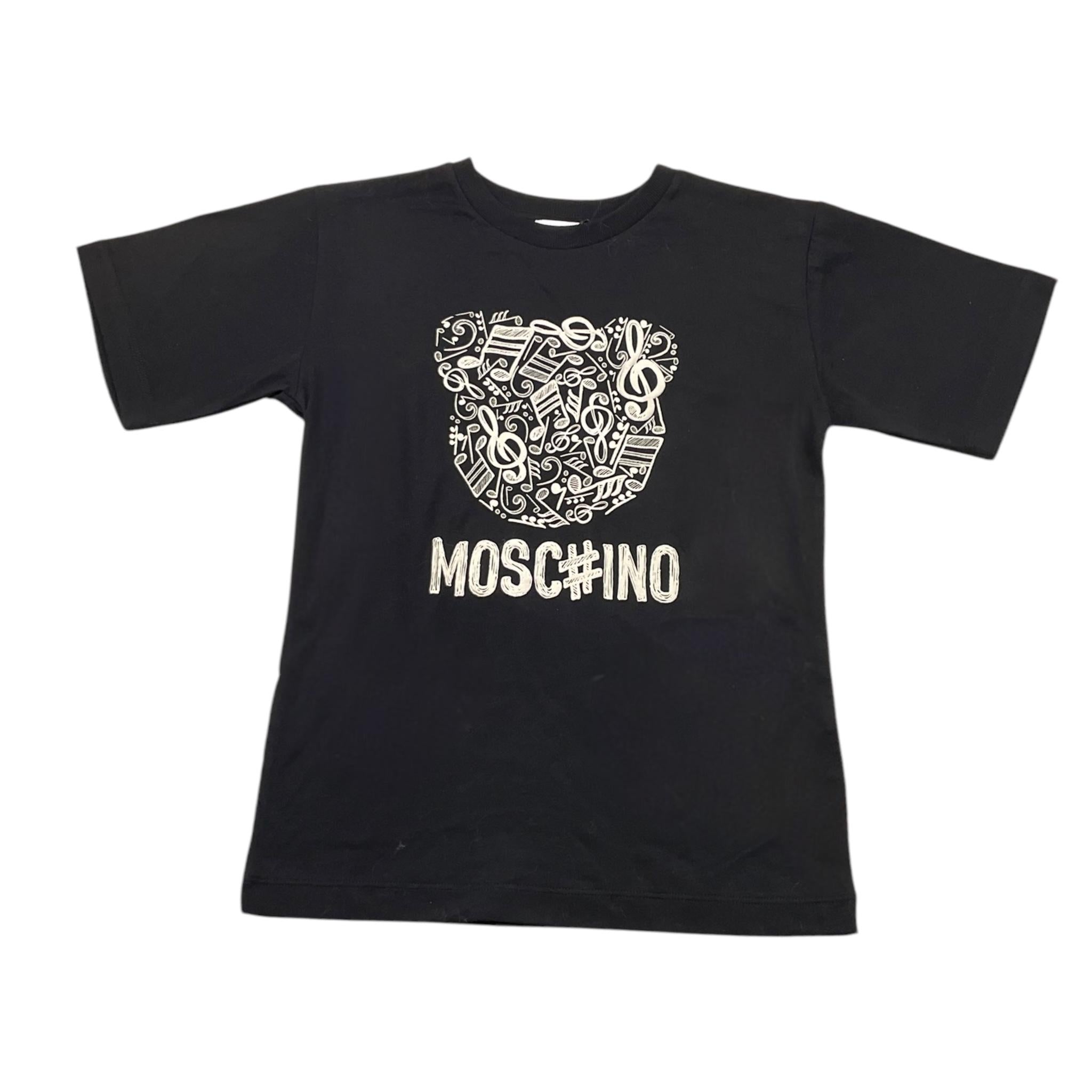 MOSCHINO t-shirt tinta unita girocollo con stampa Nero per Bambina HQM05G NERO MOSCHINO 