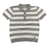 Le Bebe' Poloshirt Halbarm Zweifarbig Streifenmuster Weiß/Grau für Neugeborene