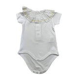 Wedoble Bodysuit mit halben Ärmeln, einfarbig, mit weißem Kragen für Babys