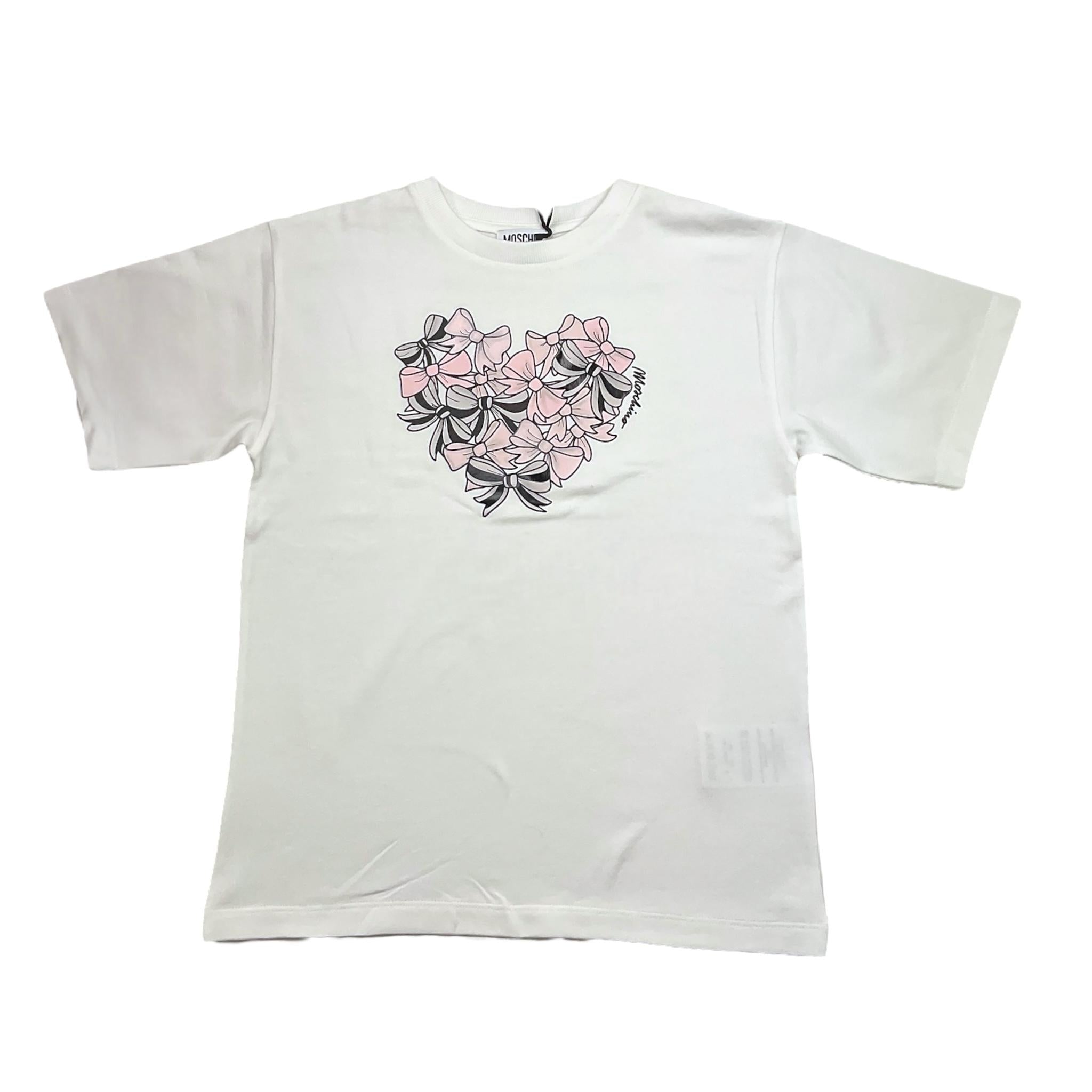 MOSCHINO t-shirt tinta unita girocollo con stampa Bianco per Bambina HLM060 BIANCO MOSCHINO 