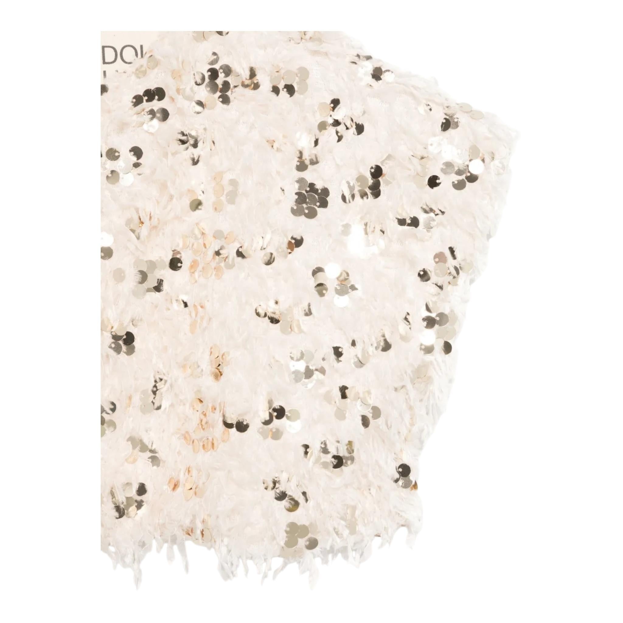 Dou Dou top Tinta Unita con Paillettes E Piume per Bambina DW5A51X BEIGE DOU DOU 