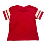 Please T-Shirt Rundhals Einfarbig mit Kontrastärmeln Rot Für Neugeborene