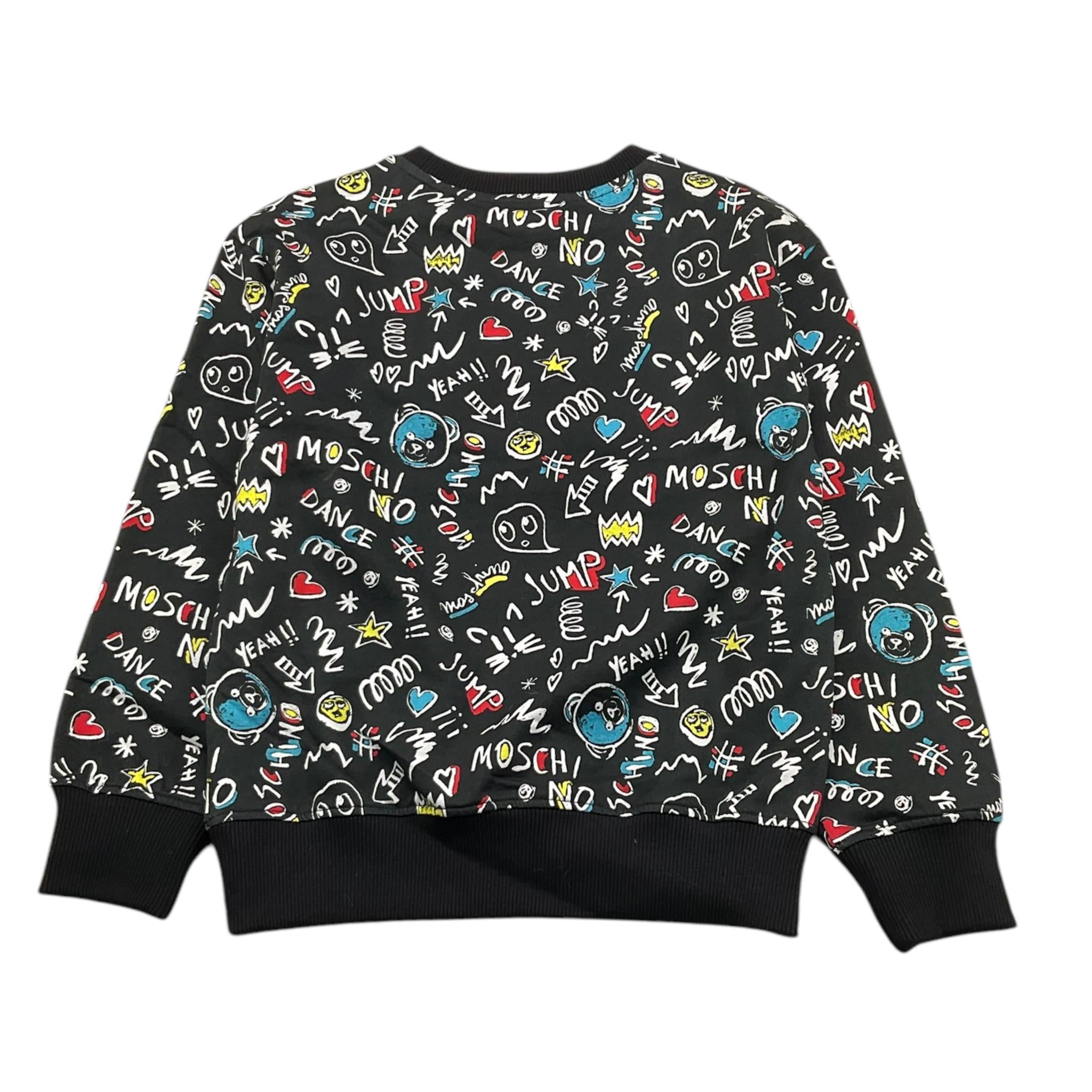 MOSCHINO felpa girocollo tinta unita con stampa Nero per Bambino HMF08H NERO MOSCHINO 