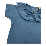 Wedoble Bodysuit Halbarm Einfarbig Mit Kragen Blau Für Baby Mädchen