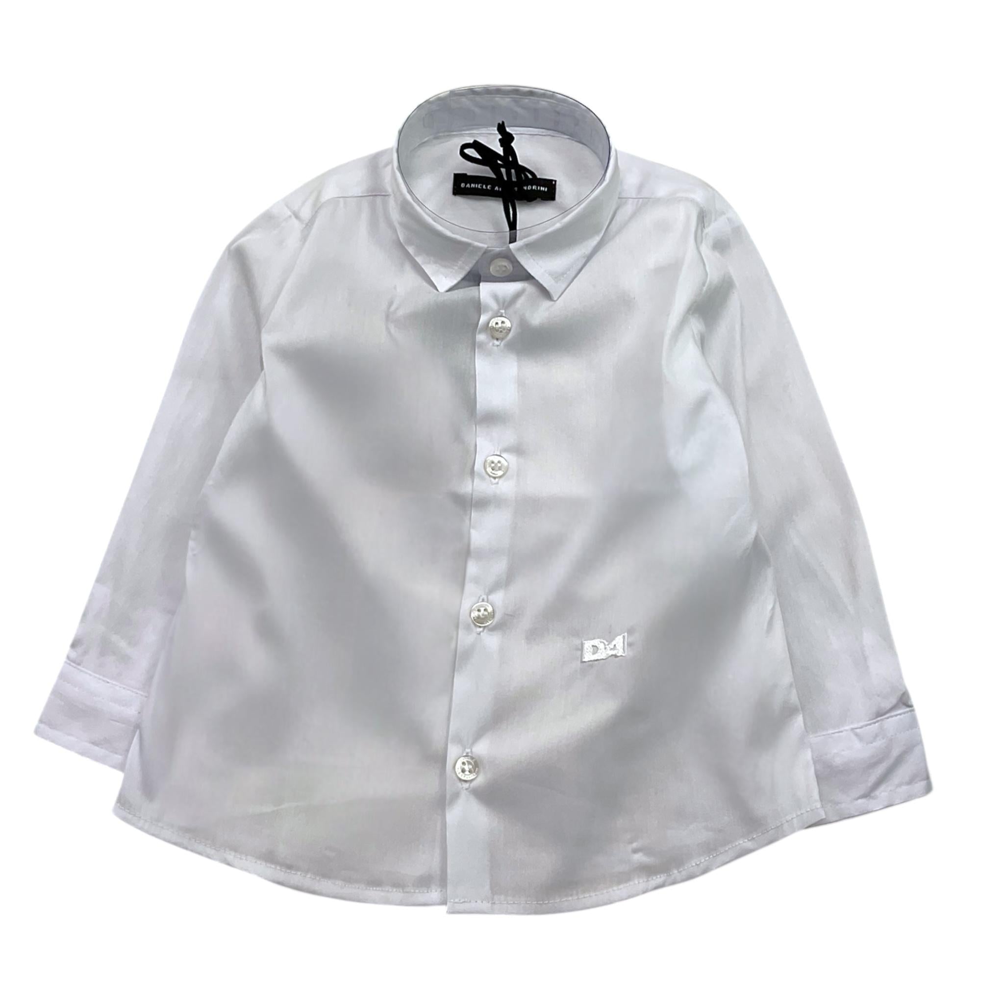 DANIELE ALESSANDRINI camicia manica lunga tinta unita con ricamo iniziale logo Bianco per Bambino 1291C00027J BIANCO DANIELE ALESSANDRINI 