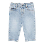 Moschino Jeans tinta unita con Elastico In Vita Azzurro per Neonato MUP054 AZZURRO MOSCHINO 