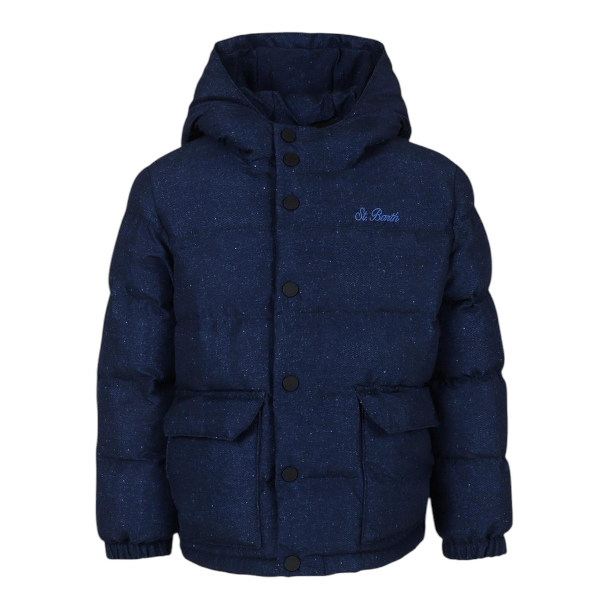 SAINT BARTH giubbino tinta unita con zip e cappuccio e con stampa  Blu per Neonato BAX00060 BLU SAINT BARTH 