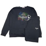 Cesare Paciotti Complete Crewneck Sweatshirt-Jogginghose Schwarz Trainingsanzug für Jungen