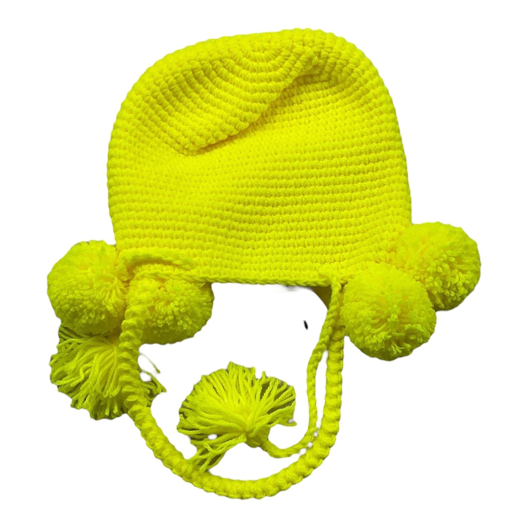 cappello tinta unita con pon pon BS10WA007 GIALLO FLUO PICCOLA LUDO 