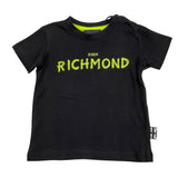 John Richmond – Einfarbiges T-Shirt mit Rundhalsausschnitt und Print in Schwarz für Babys