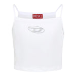 Diesel Canotta Bretelline Tinta Unita con Stampa Brillantinata per Bambina J02201XX BIANCO DIESEL 