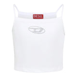 Diesel Canotta Bretelline Tinta Unita con Stampa Brillantinata per Bambina J02201XX BIANCO DIESEL 