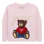 GUESS felpa tinta unita girocollo con stampa Rosa per Neonata H4BT02KAX73 ROSA GUESS 