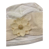 Barcellino Cappello Tinta Unita con Applicazione Fiore per Neonata BO220019 BIANCO BARCELLINO 