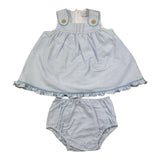 Yoedu Baby Mädchen Einfarbig Gestreiftes Kleid Set-Weiß Culotte