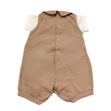 La Sartoria Dei Piccoli Pagliaccetto Bicolore Mezza Manica con Colletto per Neonato LP302 BIANCO/MARRONE LA SARTORIA DEI PICCOLI 