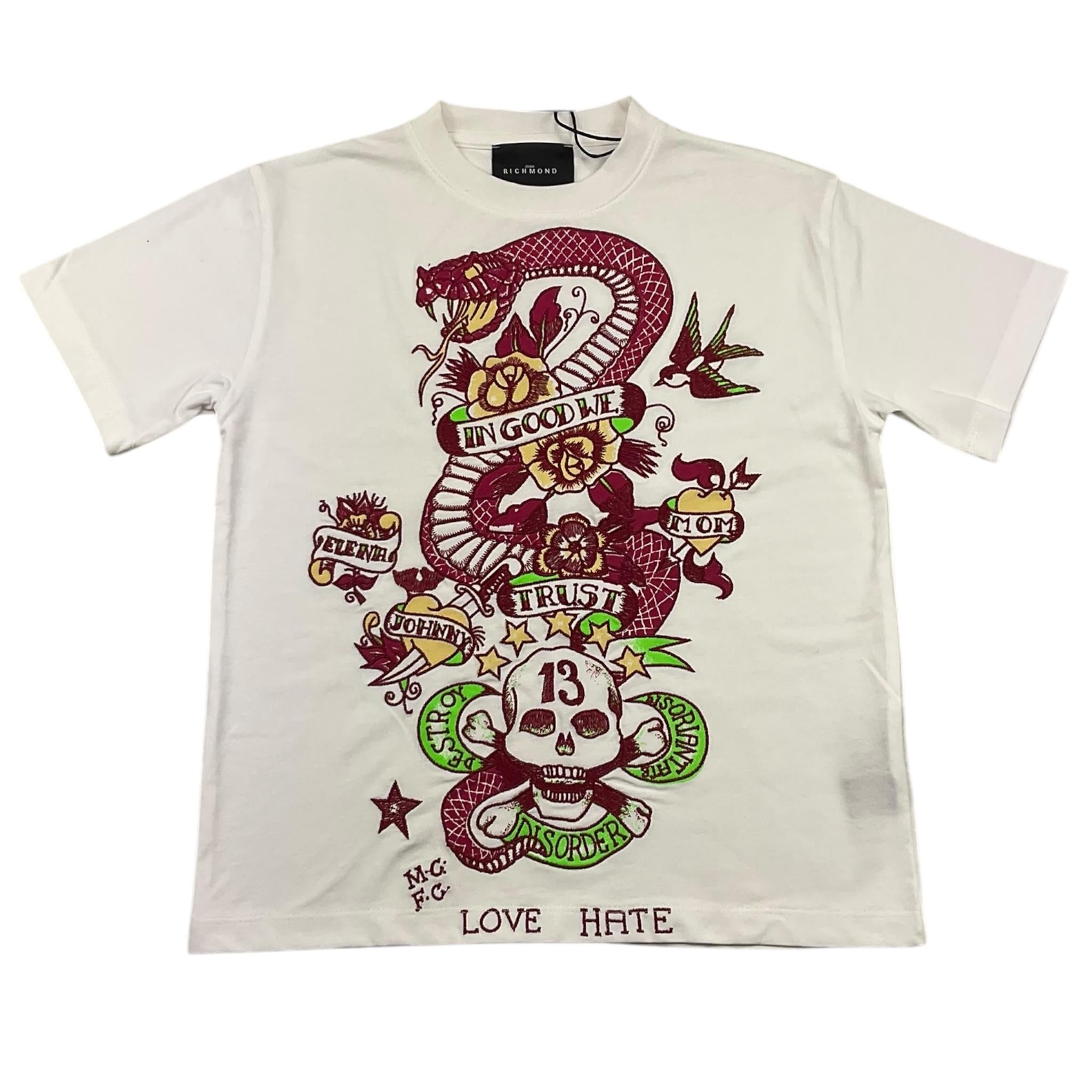 JOHN RICHMOND t-shirt girocollo tinta unita con stampa Bianco per Bambina RGA25194TS BIANCO JOHN RICHMOND 