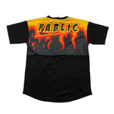 Pablic Schwarzes T-Shirt mit einfarbigem Rundhalsausschnitt und Feuerdruck für Jungen