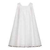 Simonetta Abito Giromanica Tinta Unita con Ricami Logo per Bambina SW1A22P0518 BIANCO SIMONETTA 
