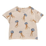 Play Up T-Shirt Rundhalsausschnitt Einfarbig mit Kontrastdrucken Beige für Neugeborene