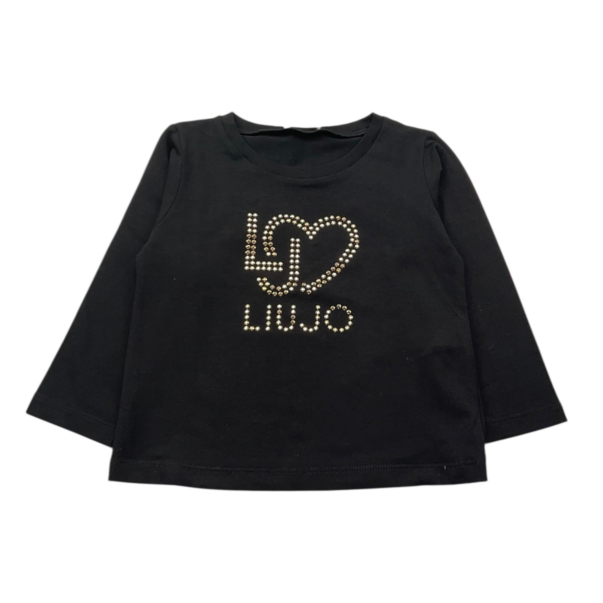 Liu Jo Shirt Tinta Unita Girocollo con Brillantini per Neonata KF4029X NERO LIU JO 