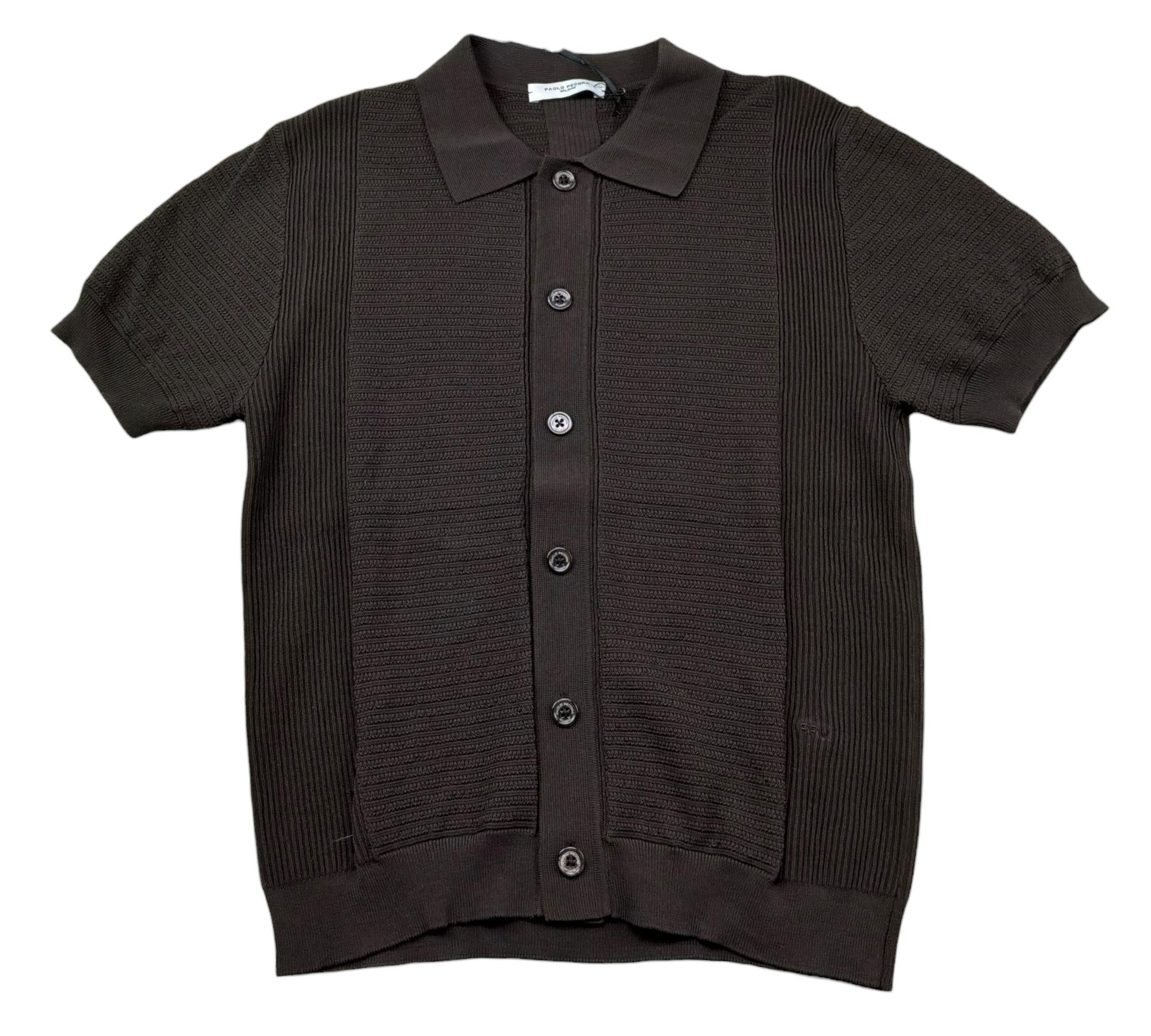 Paolo Pecora Camicia Mezza Manica Tinta Unita Traforato per Bambino PP4276 MARRONE PAOLO PECORA 