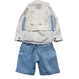 Shako' Komplettes 3-teiliges Zeremonienhemd-Bermuda-Gilet Blau für Neugeborene