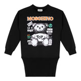 MOSCHINO abito manica lunga tinta unita con stampa in contrasto Nero per Bambina HDV0FG NERO MOSCHINO 