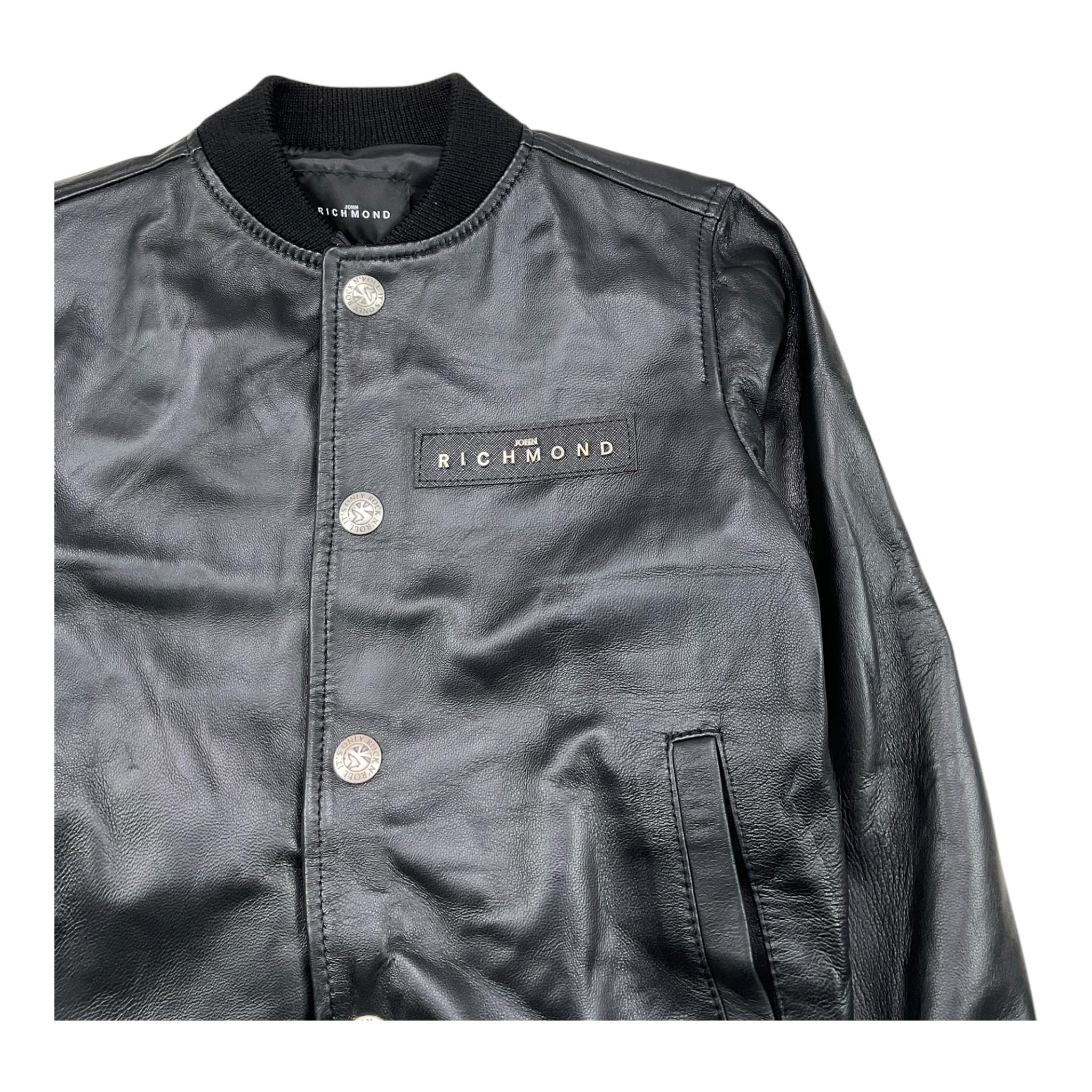 JOHN RICHMOND chiodo in pelle tinta unita con  bottoni Nero per Bambino RBA25230GB NERO JOHN RICHMOND 