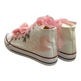 Quickas Zweifarbige Sneaker mit Schnürsenkeln und weiß/pinken Applikationen für Mädchen