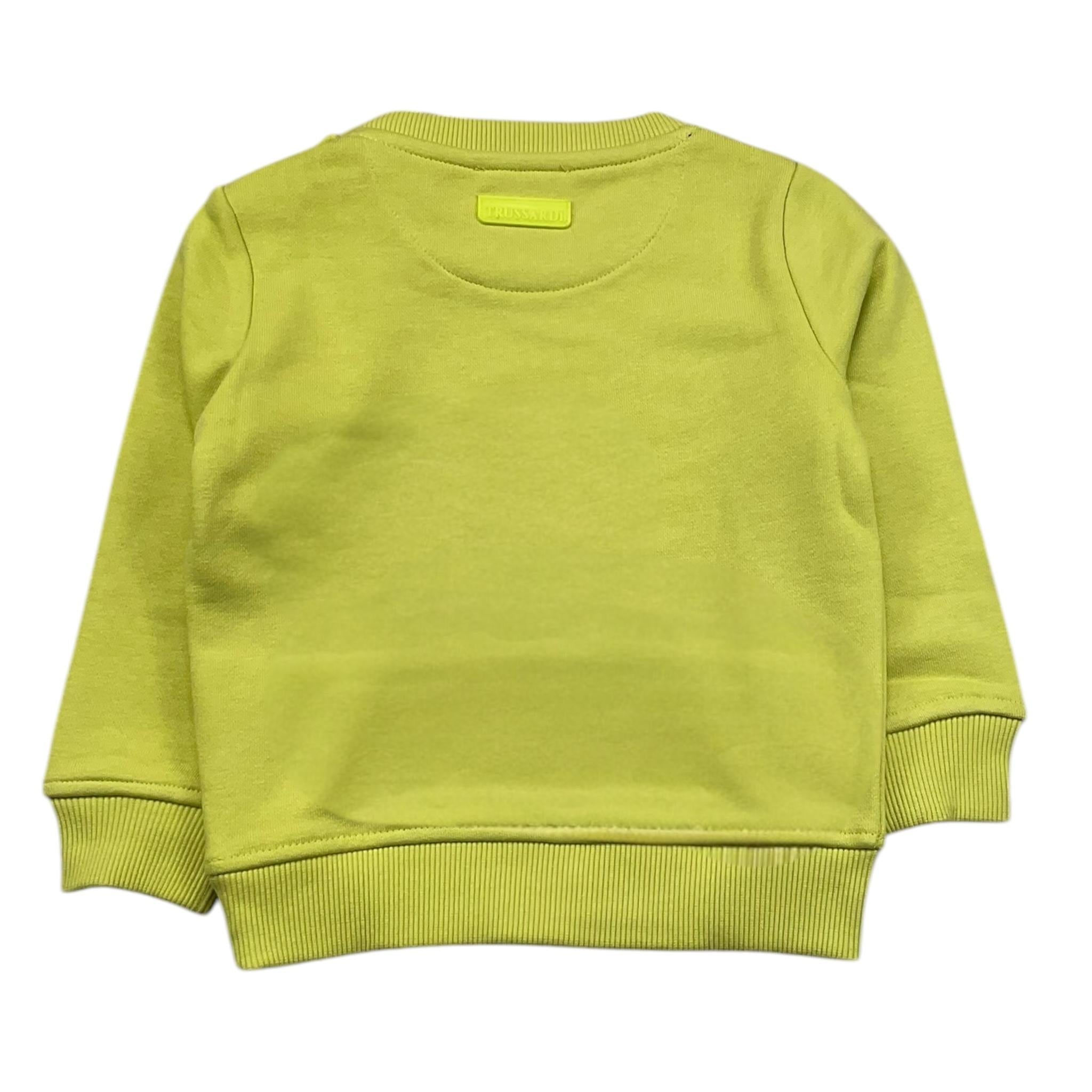TRUSSARDI felpa chiusa girocollo tinta unita con stampa Verde per Neonato TIA24048FE VERDE TRUSSARDI 