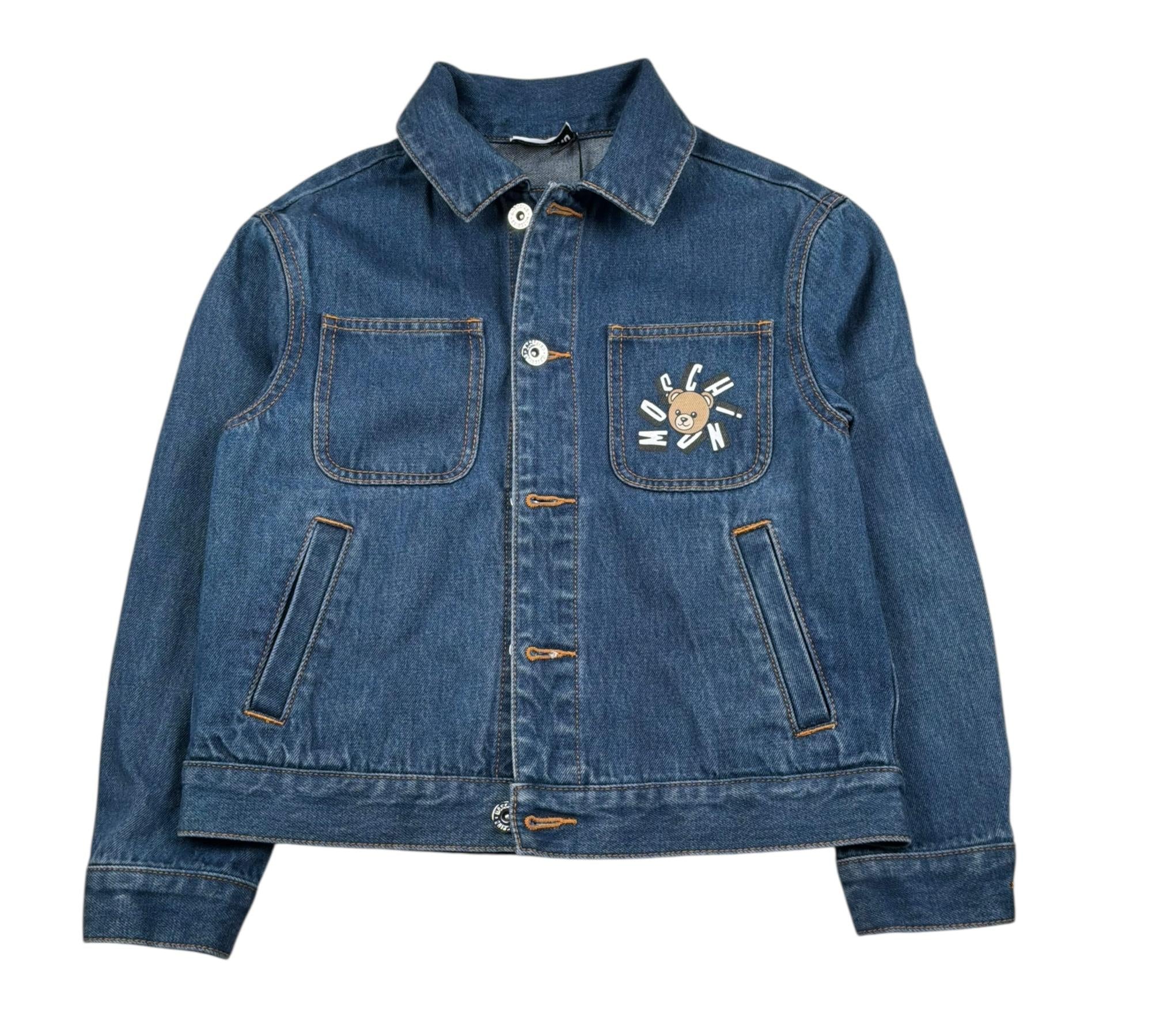 Moschino giubbino Manica Lunga In Denim Tinta Unita per Bambino HUS05L BLU MOSCHINO 