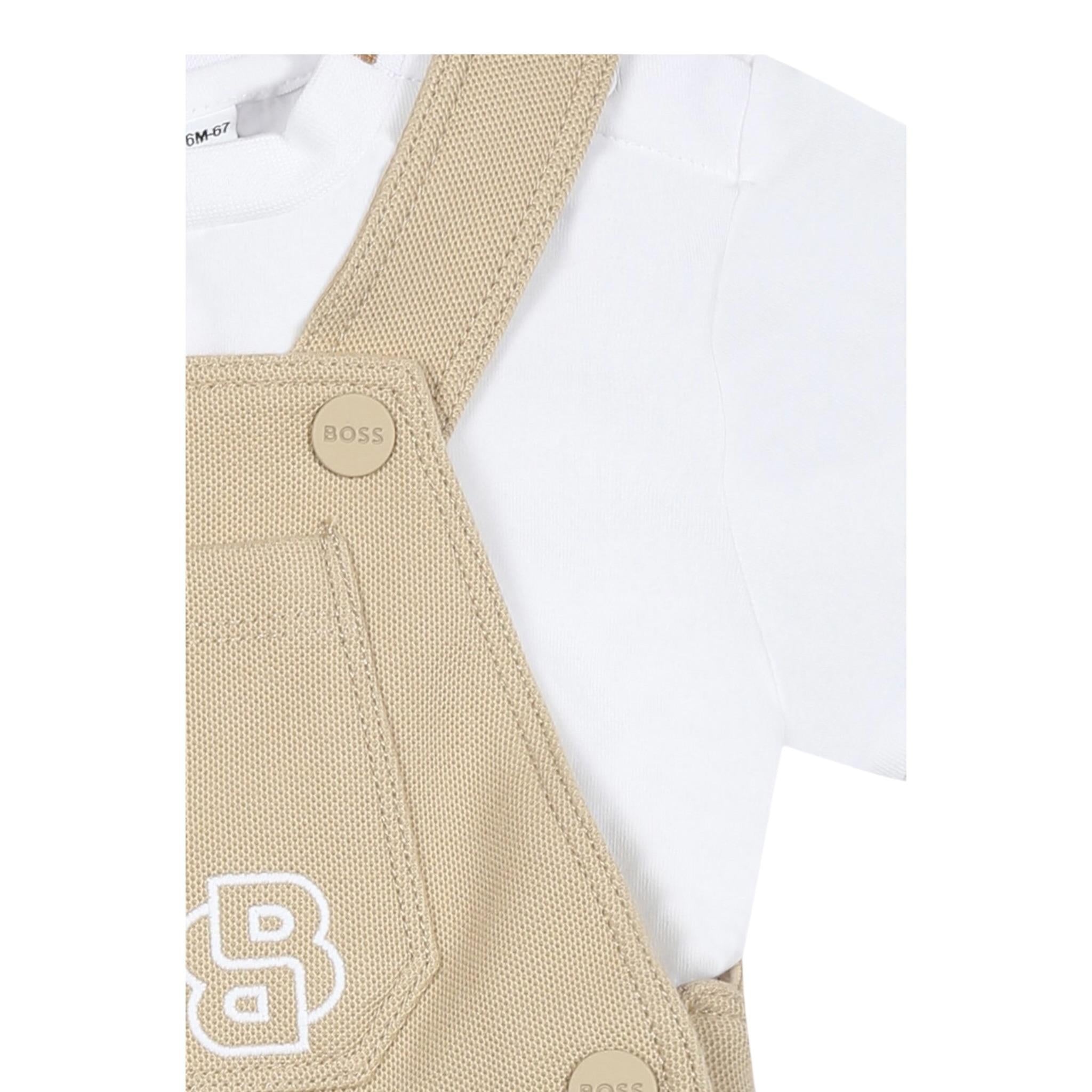 Boss Completo 2 Pezzi T-Shirt-Salopette per Neonato J52210 BEIGE BOSS 