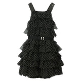 Twinset Einfarbiges Polka Dot Kleid Mit Tüll Und Rüschen Schwarz Für Mädchen