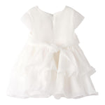 Mini Banda Abito Cerimonia Mezza Manica Tinta Unita per Neonata 3746 BIANCO MINI BANDA 