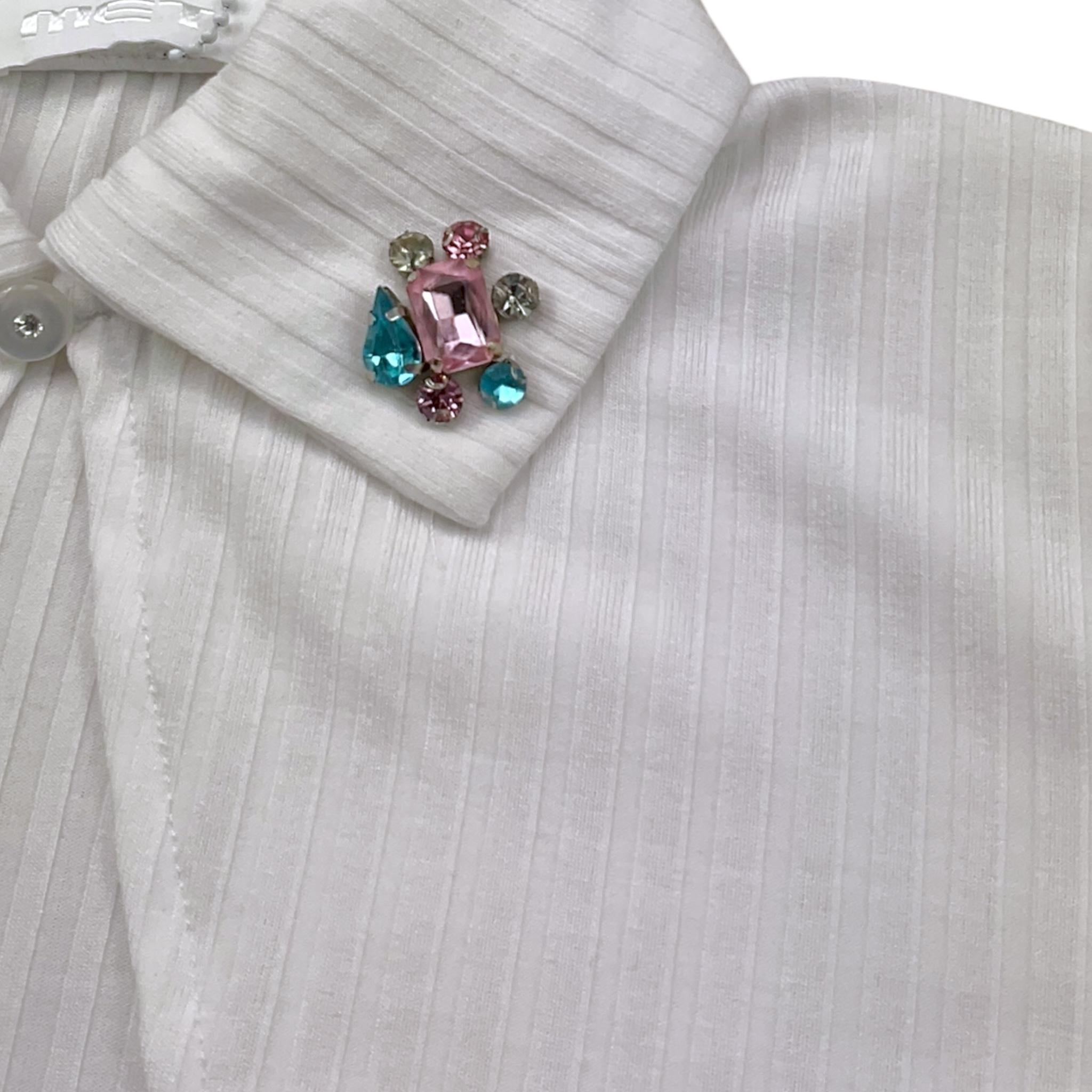 Met T-Shirt Asimmetrica Tinta Unita con Applicazioni per Bambina ME205 BIANCO MET 