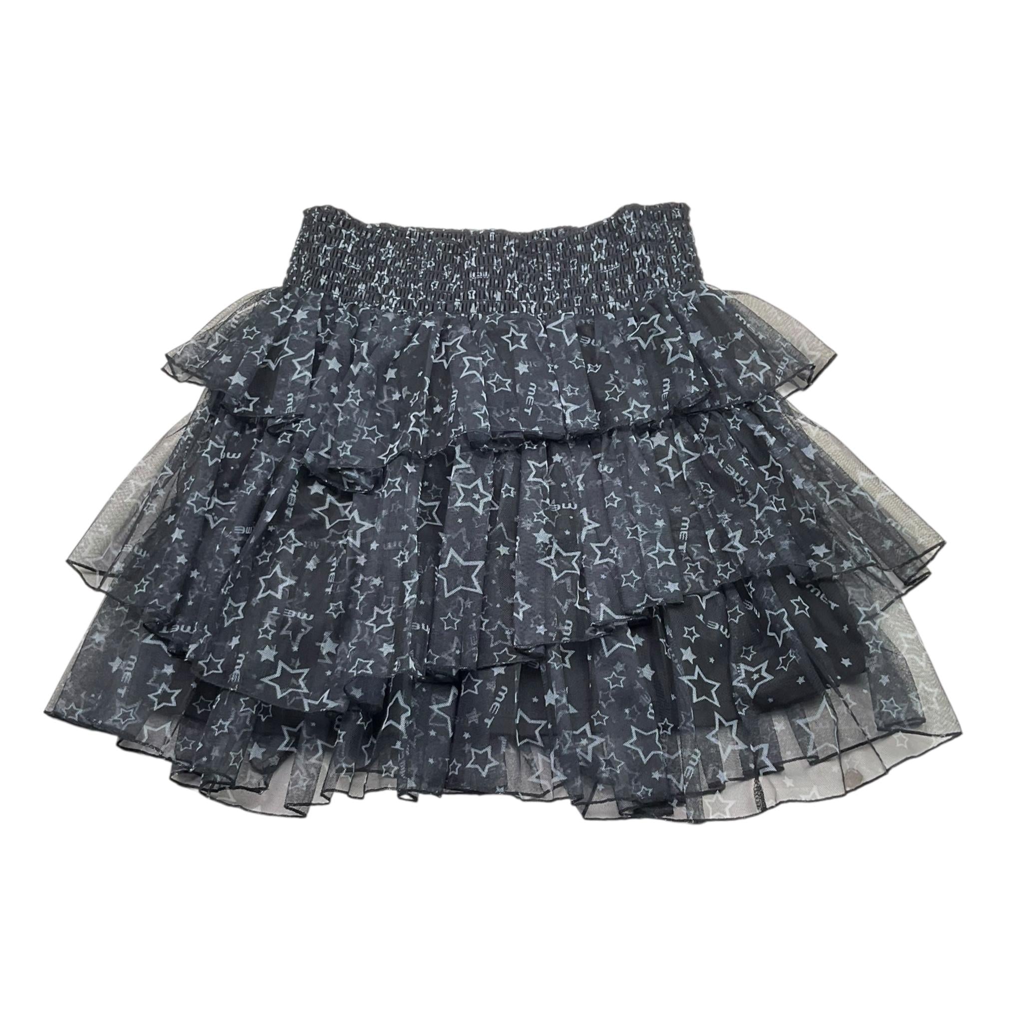 Met Gonna Tinta Unita con Tulle E Fantasia Stelle per Bambina ME340 NERO MET 