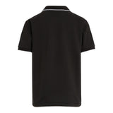 Calvin Klein Poloshirt mit halblangen Ärmeln, einfarbig, mit schwarzem Logo-Print für Jungen