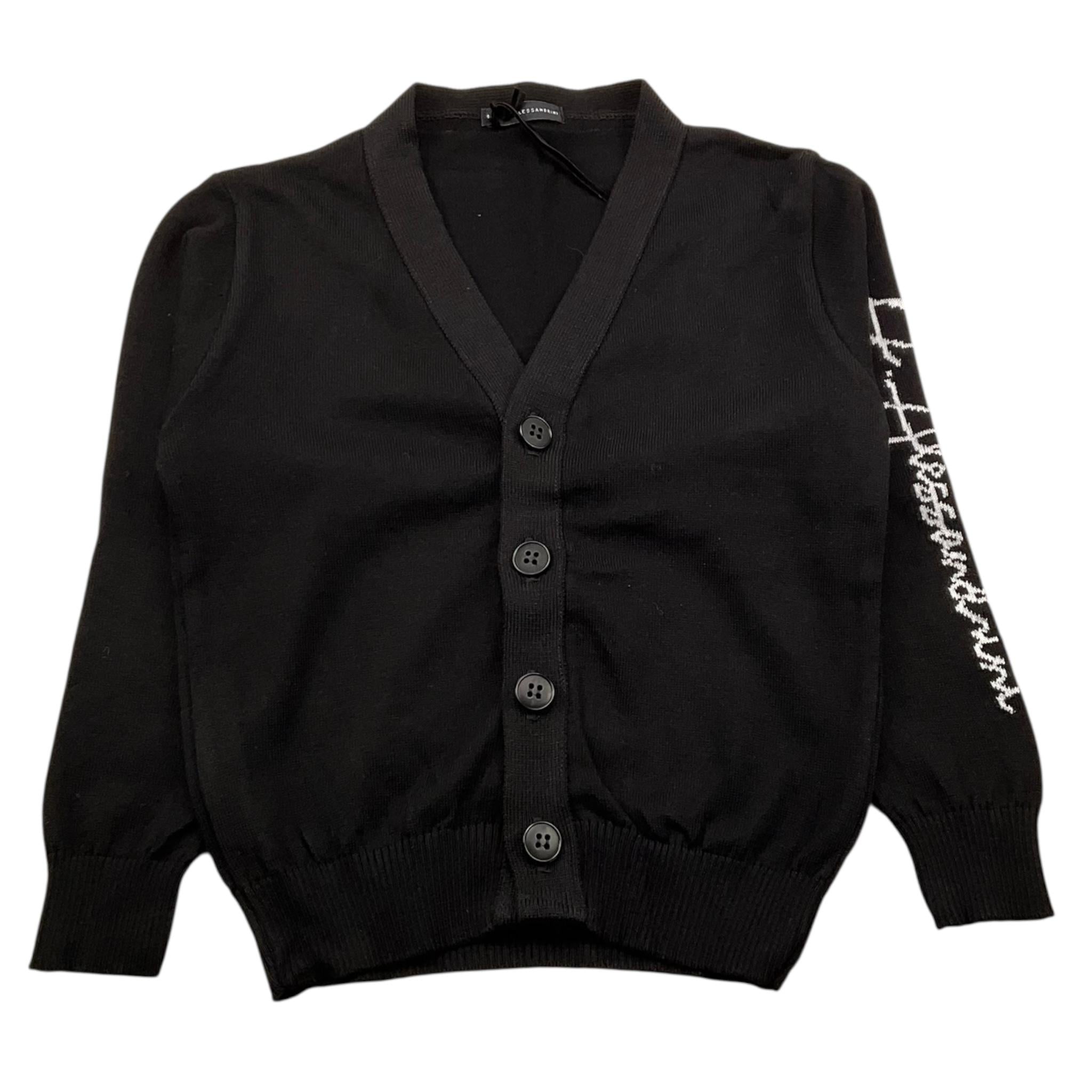 DANIELE ALESSANDRINI cardigan tinta unita con logo alla manica Nero per Bambino 1231W00015X NERO DANIELE ALESSANDRINI 