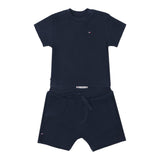 Tommy Hilfiger Complet 2 Pezzi T-Shirt-Bermuda Tinta Unita per Neonato KN0KN01597 BLU TOMMY HILFIGER 