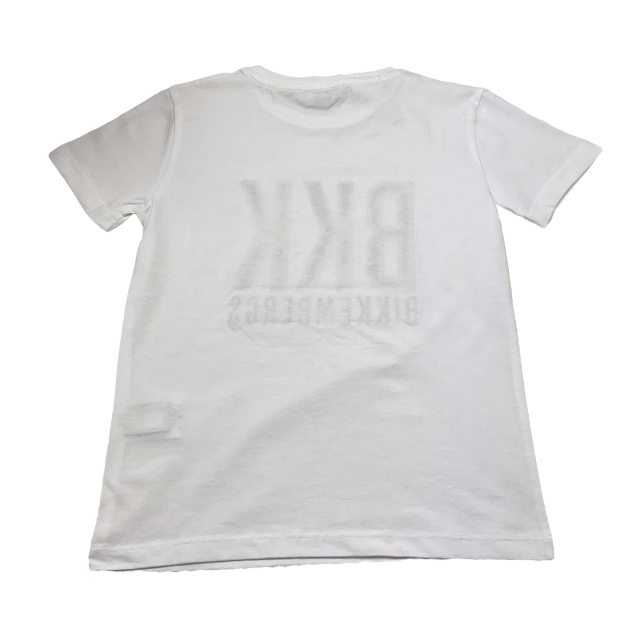 Bikkembergs T-Shirt Girocollo Tinta Unita con Stampa per Bambino BK3305 BIANCO BiKKEMBERGS 