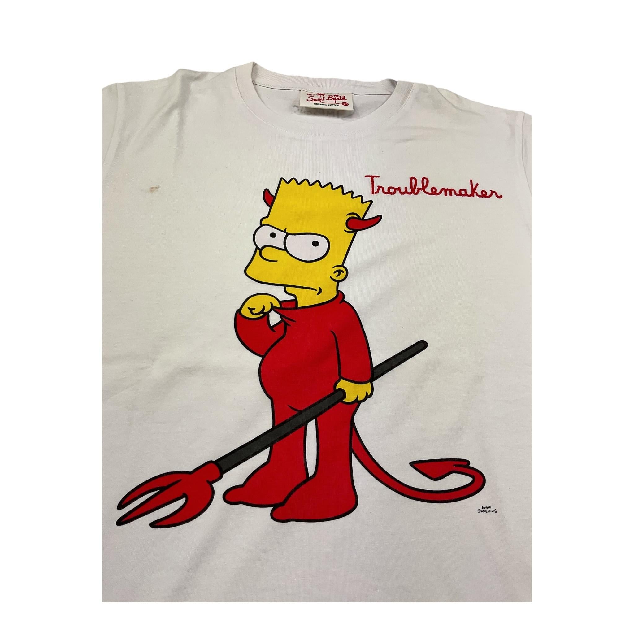 Saint Barth T-Shirt Girocollo Tinta Unita con Stampa Simpson per Bambino BLUS BIANCO SAINT BARTH 