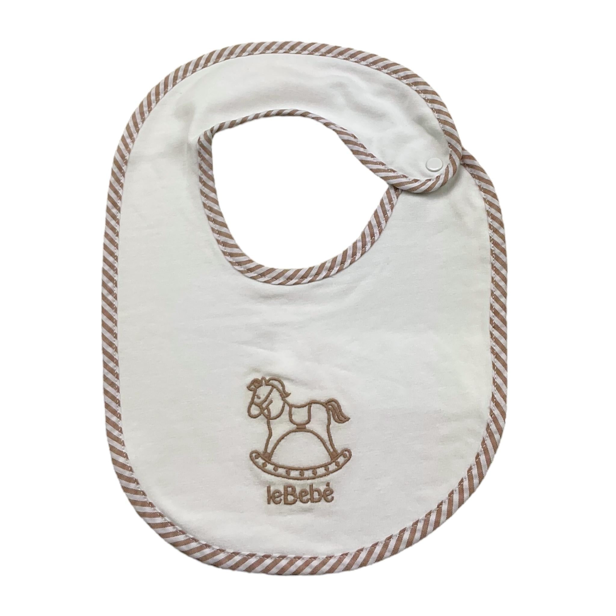 Le Bebe' Bavetta Tinta Unita con Stampa per Neonato LBB4909 BIANCO LE BEBE' 