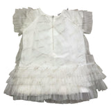 Miss Blumarine Einfarbiges Halbarmkleid mit cremefarbenem Tüll für Baby-Mädchen