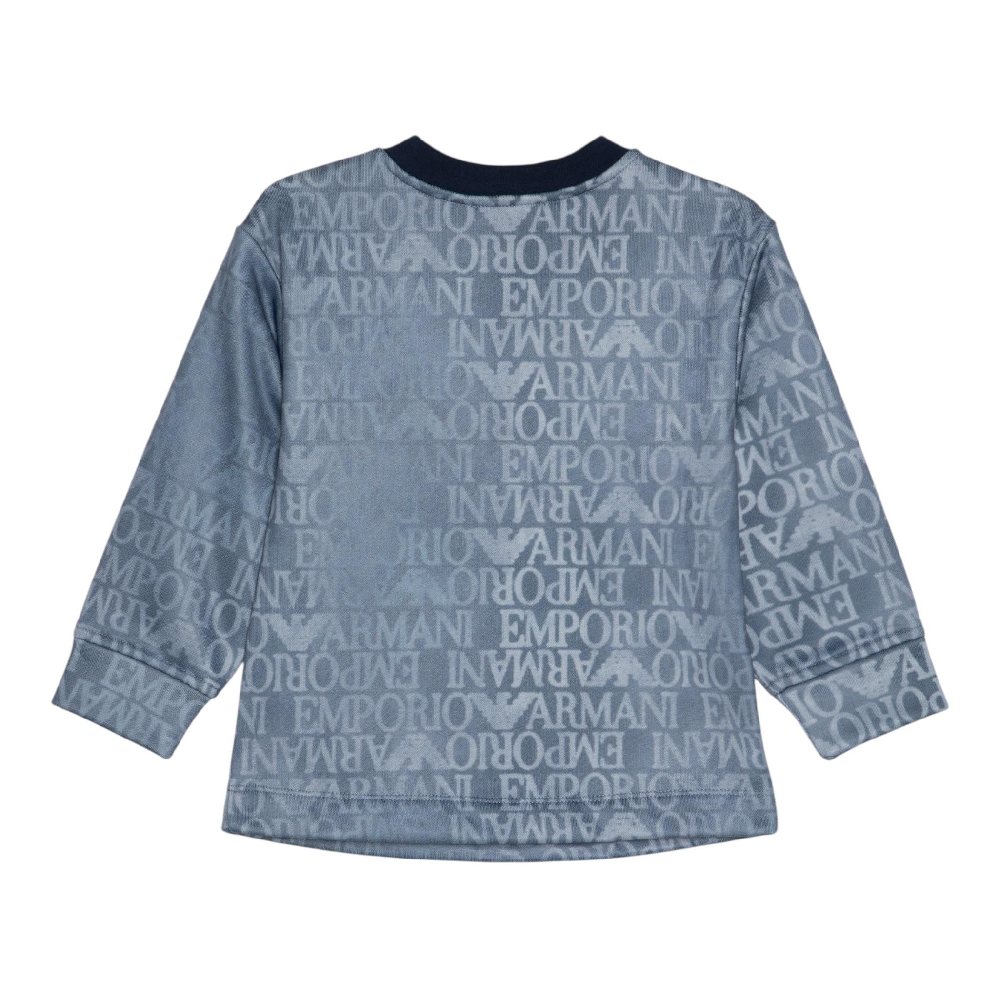Emporio Armani Felpa Chiusa Girocoll Tinta Unita con Log per Bambino 3D4MJD BLU EMPORIO ARMANI 