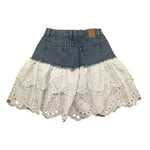 Met Gonna In Denim Tinta Unita con Pizzo San Gallo per Bambina ME367 BLU MET 