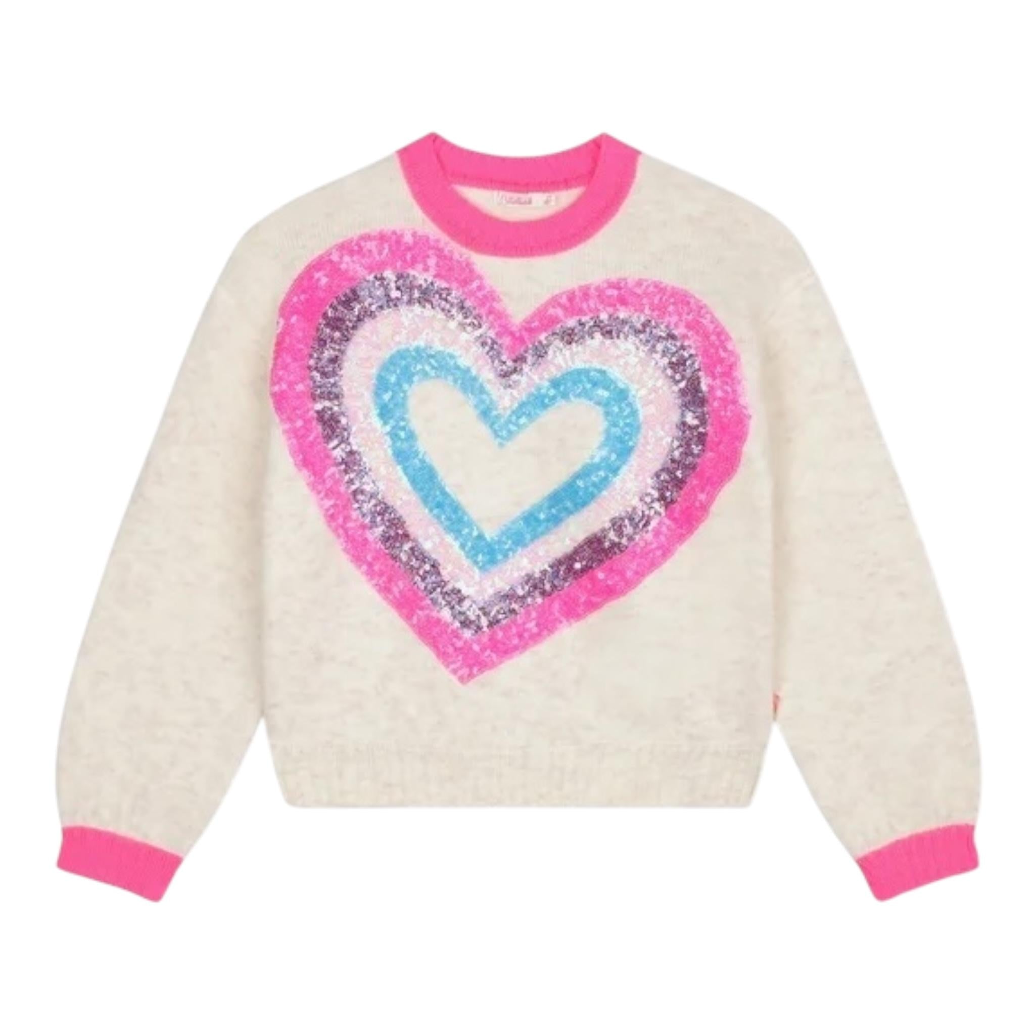 BillIEBLUSH maglia girocollo tinta unita con paillettes Panna per Bambina U20460 PANNA BillIEBLUSH 